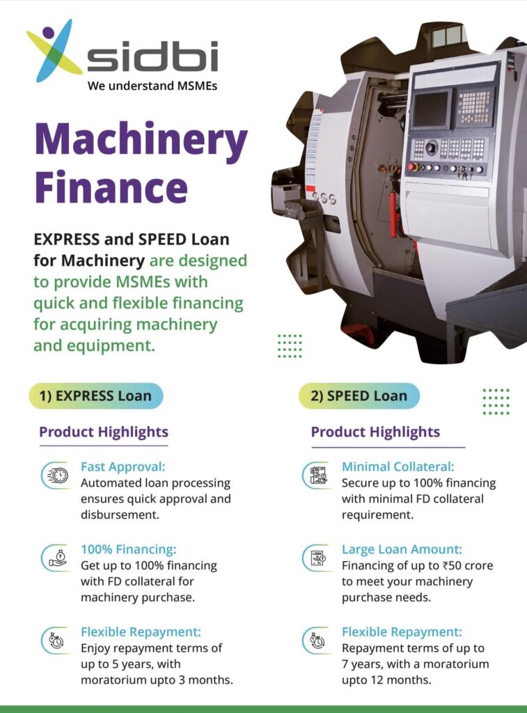 Apply for Machinery Loan with SIDBI, Uttar Pradesh